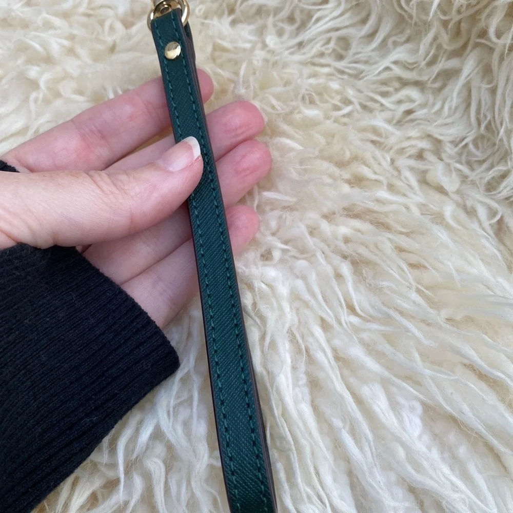 MICHAEL KORS dark green wristlet strap key fob authentic
